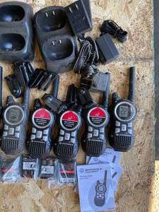 Lot of 8 Motorola TalkaBout 35 Mile Range Two-Way Radios wChargers and Batteries