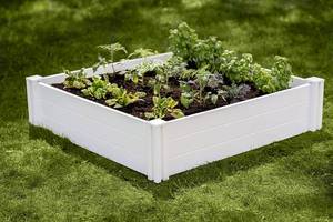 lot 529 image: 2 Pack - Vita Classic 4X4x11 Vinyl Raised, White VT17114 Modular Garden Bed