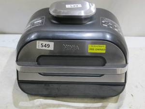 lot 549 image: Ninja FG551 Foodi Smart XL 6-in-1 Indoor Grill with Air Fry, Roast, Bake, Broil & Dehydrate, Smart Thermometer, BlackSilver
