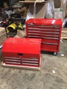 Husky 36 in. W x 18 in. D Standard Duty 6-Drawer Top & Bottom Tool Chest in Gloss Red -Open Box - Review all pictures