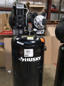 Lot of 2 Husky 60 Gallon Vertical Two Stage 5 HP, Horsepower 5 HP, Air Tank Size 60 Gal, Volts 230,  - Unable to Test - Customer Returns - Review all pictures