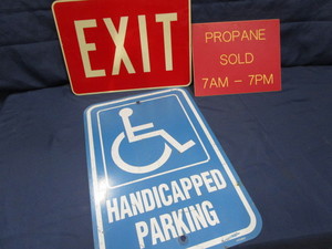 Signs Handicap, Exit, Propane Sales