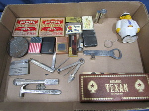 Cigar Tins, Lighters, Cards, Money Clip