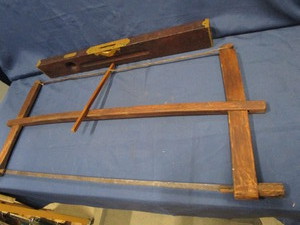 Primitive Bow Saw & Vintage Stanley Level