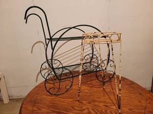 lot 49 image: Gorgeous Vintage Metal Plant Stands