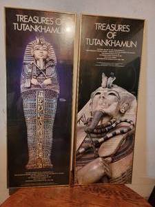 lot 65 image: 2 Rare Vintage 1976 Framed Treasures of Tutankhamun Posters ($200 Value)