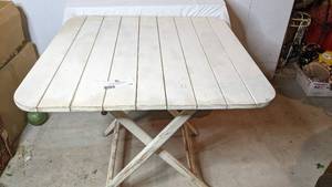 lot 56 image: Vintage White Shabby Chic Folding Table-Great for Repurposing
