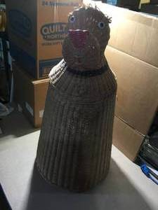 Wicker dog laundry basket.