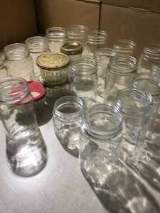 23 Canning Jars Atlas, Kerr, Mason and Ball various sizes and shapes. Vintage