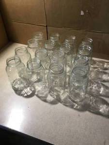 16 Various canning jars Kerr, Mason and Ball. Vintage