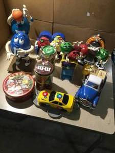 Large assortment of M&M items.