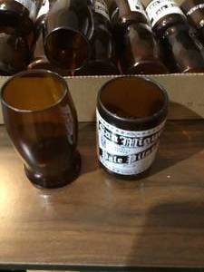 16 brown bar glasses form the Philippines San Miguel.