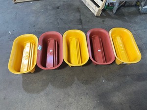 Bloem Modica 26 in. Earthy Yellow Plastic Deck Rail Planter