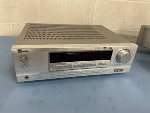 lot 20 image: SLS Superior Listening System Q-Line Silver 5.1 Channel Audio Speaker Sound System - Receiver Subwoofer  Sub & Satellites
