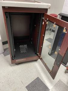 lot 79 image: Chief  Raxxess YF1F2028H Audio Video 20 RU Equipment Rack w Mahogany Laminate