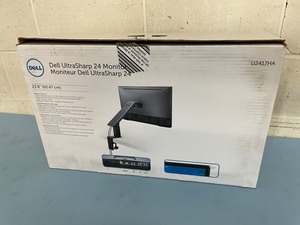 lot 106 image: Dell Ultra Sharp 24 Infinity Edge Computer Monitor with Flexible  Articulating Stand  Arm - Model U2417HA