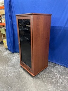lot 101 image: 30 Rack Space RU Wood Pro AV Equipment Rack Cart w Locking Doors Dual Vents & Fan and 6-Outlet Power Strip