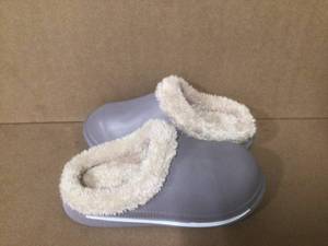 Mens and women fur lined clogs winter furry mules plastic rubber garden shoes slippers slip on size 10