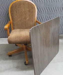 OAK DESK CHAIR, AND FLOOR PROTECTOR