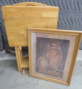 SOLID WOOD TV TRAYS WITH STAND  PICTURE