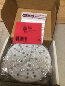 lot 13 image: H2Okinetic 5-Setting Contemporary Raincan Shower Head in Stainless - Open Box Might Contain Missing Pcs Review all pictures