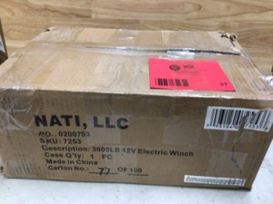 lot 37 image: NATI, LLC 3000 LB 12V Electric Winch - Customer Returns - Review all pictures