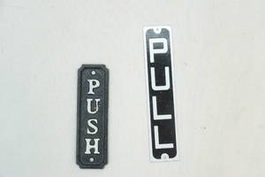 cast iron push sign