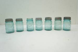 vintage blue canning jars