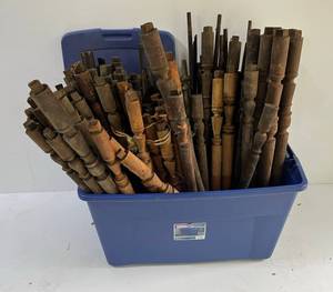 Roughly 130 Late 18th Century Solid Wood Spindles G