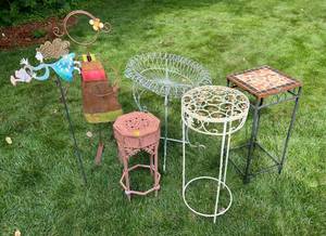 Group Of Ornate  Outdoor Metal Plant Stands And Holders ud