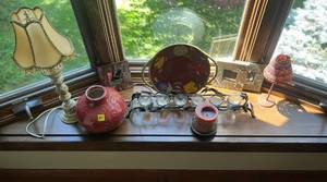 Group Of Misc Deco Including Lamp, Candle Holder And More ud