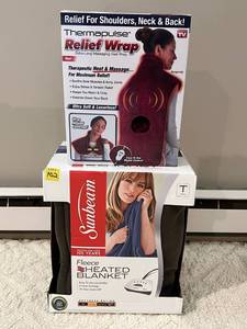 Sunbeam Fleece Heated Blanket And Thermapulse Relief wrap Barely Used d