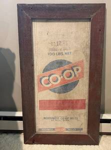 Vintage Framed Northwest Co-Op Mills St. Paul Mnn. Flour Sack d