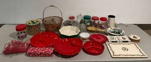 Group Of Misc Christmas Bowls, Containers And More d