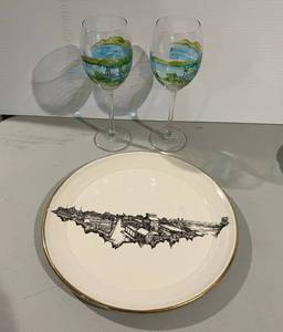 Group Including 1977 Limited Edition Stillwater Plate 243500 And Stillwater Hand Painted Glass d