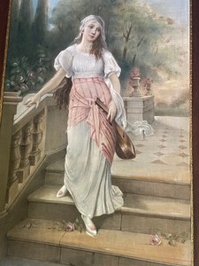 lot 2 image: Stately and Impressive Large Portrait Painting on Canvas