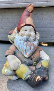 lot 109 image: Garden Decor Including a Gnome Figurine and Two Planters