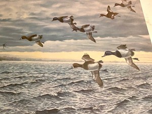 lot 80 image: Unframed Ducks Unlimited November Bluebirds by Buzz Balzer