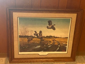 lot 79 image: Framed Les Kouba Print Quail Country