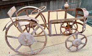 lot 127 image: Metal Tractor and Bicycle Planter Stands