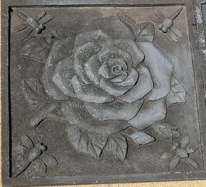 lot 126 image: Pair of Decorative Rose Designed Concrete Square Tiles