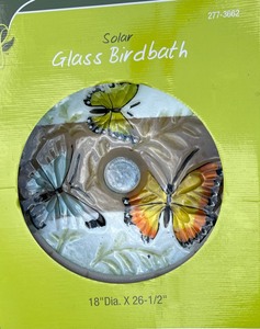lot 125 image: Two New Decorative Enchanted Garden Solar Glass Bird Baths