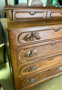 lot 49 image: Antique Dresser with Carved Draw Pulls