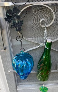 lot 166 image: Two Decorative Hanging Glass Garden Decor Items