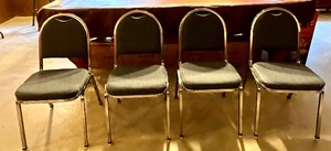 lot 177 image: Four Chrome and Upholstered Chairs
