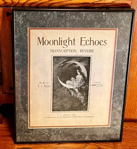 lot 94 image: Framed Vintage Sheet Music Moonlight Echoes