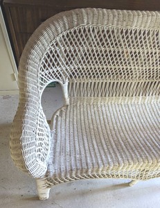 lot 249 image: White Wicker Sofa