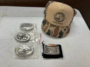 lot 145 image: Belt Buckles & Cap