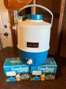 lot 378 image: Water Jug & NIB Cordless Lamps