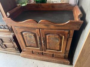 lot 403 image: Wood CabinetWashstand